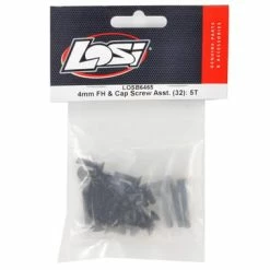 LOSI 4mm Flat & Cap Head Screw Assortment (32) (5IVE-T)