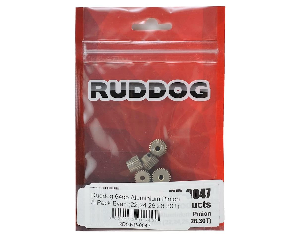Ruddog 5-Pack 64P Aluminum Pinion Gear Even Pack (22,24,26,28,30T) - Image 2