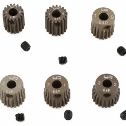 YEAH RACING Hard Coated 64P Aluminum Pinion Gear Set (17, 18, 19, 20, 21, 22T) (3.17mm Bore)