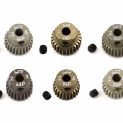 YEAH RACING Hard Coated 64P Aluminum Pinion Gear Set (23, 24 25, 26, 27, 28T) (3.17mm Bore)