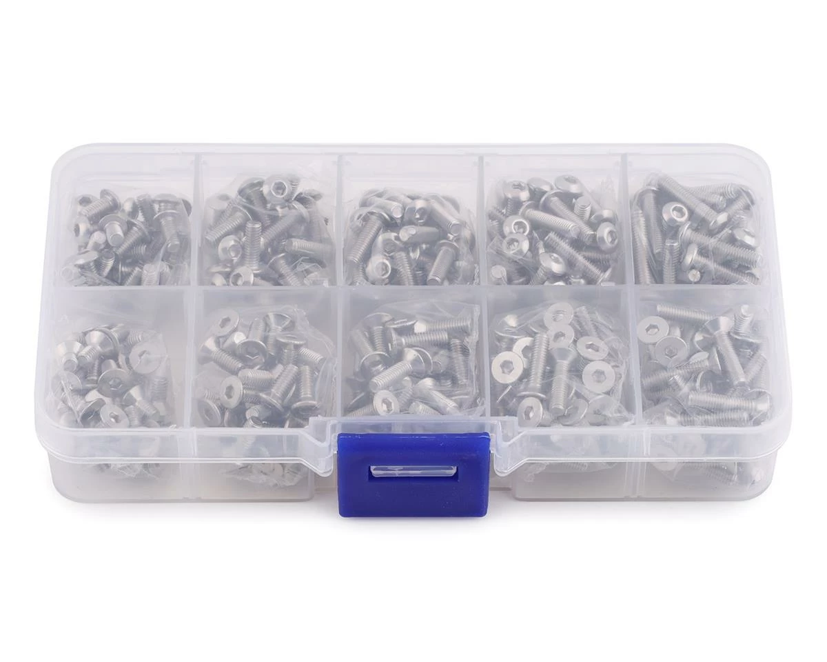 YEAH RACING 3mm Stainless Steel Screw Set W/Case (400) (Flat Head/Button Head)